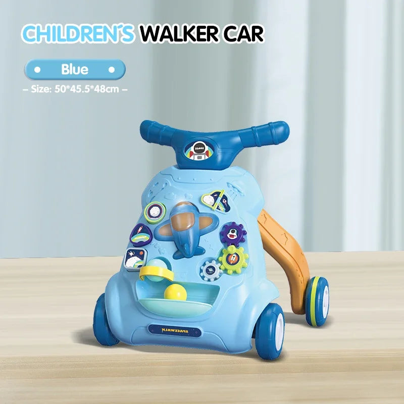 Toddler Toys Hand Push Music Walker Early Educational Electric Lighting Trolley