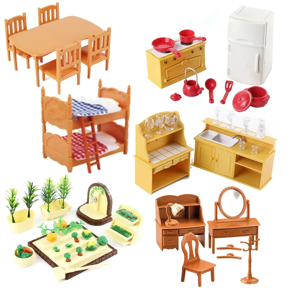Forest Animal Family Dollhouse Furniture 1/12 Miniature Toys Girl Dolls