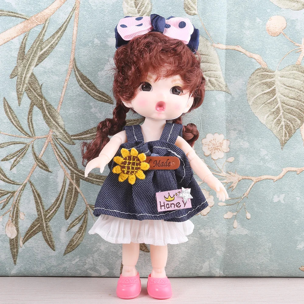 16cm BJD Doll Full Set 13 Moveable Joint Dolls Cartoon Dress Bjd Toy