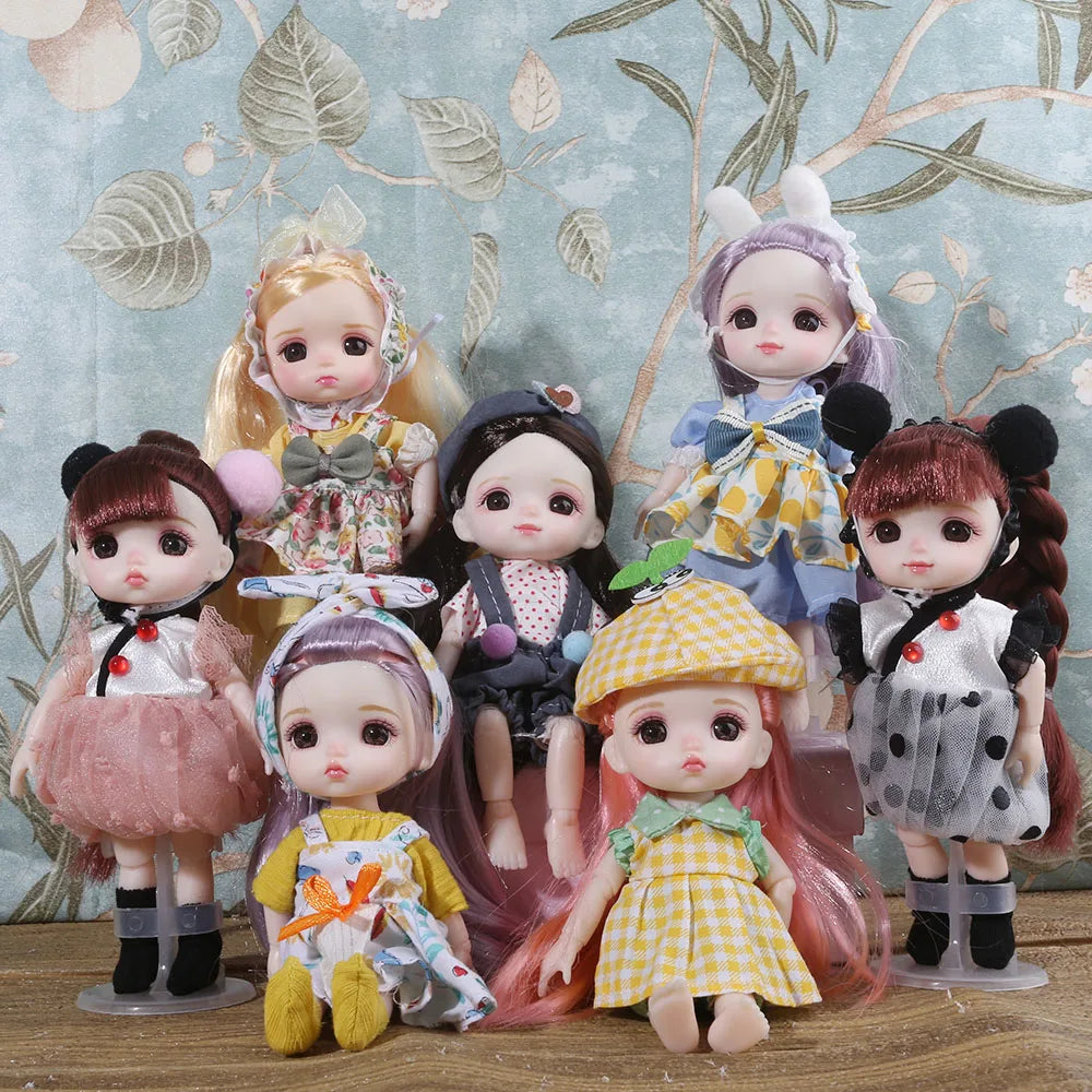 16cm BJD Doll Full Set 13 Moveable Joint Dolls Cartoon Dress Bjd Toy