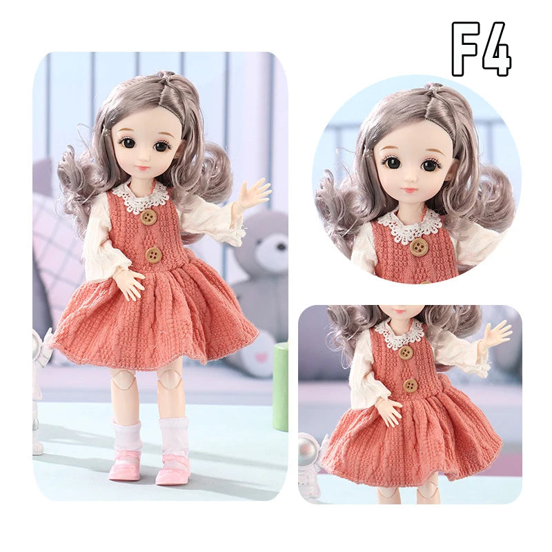 12 Inch 30cm 1/6 Girl Bjd Dolls with Clothes Skirt Hat Headdress Dress Up DIY Toys Dollhouse