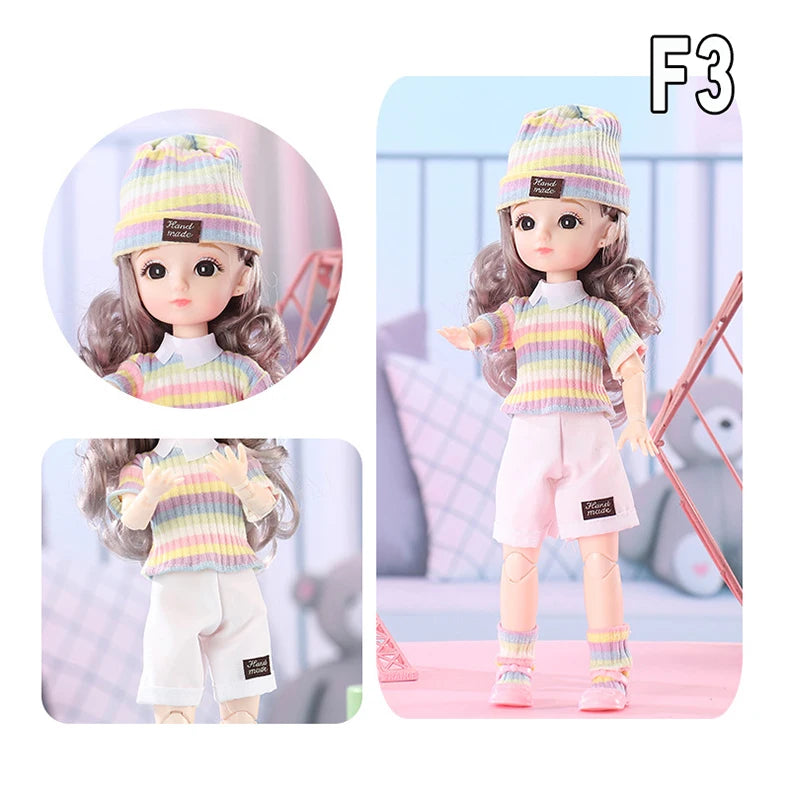 12 Inch 30cm 1/6 Girl Bjd Dolls with Clothes Skirt Hat Headdress Dress Up DIY Toys Dollhouse