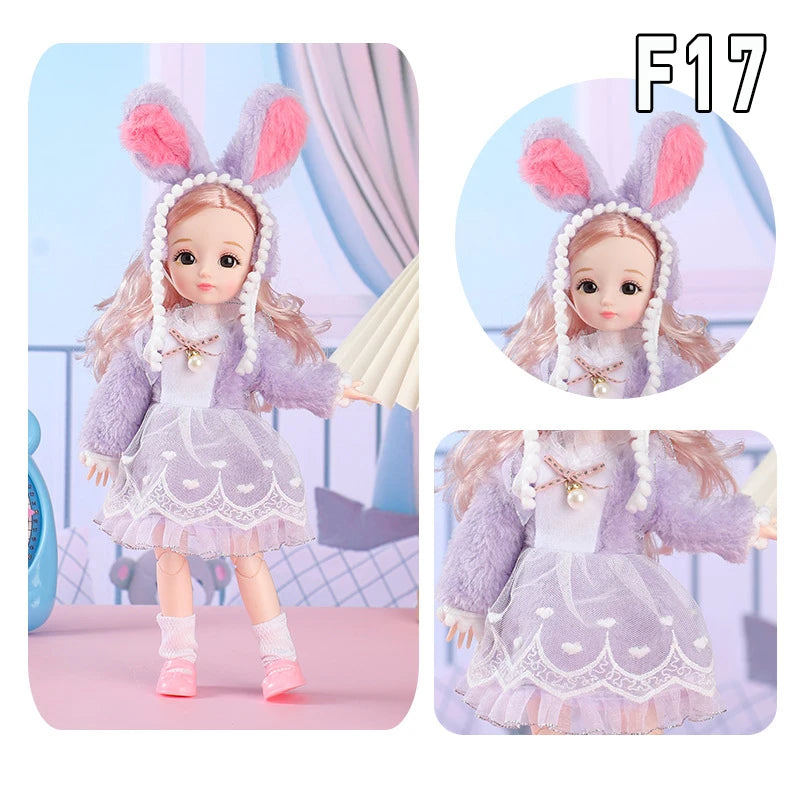 12 Inch 30cm 1/6 Girl Bjd Dolls with Clothes Skirt Hat Headdress Dress Up DIY Toys Dollhouse