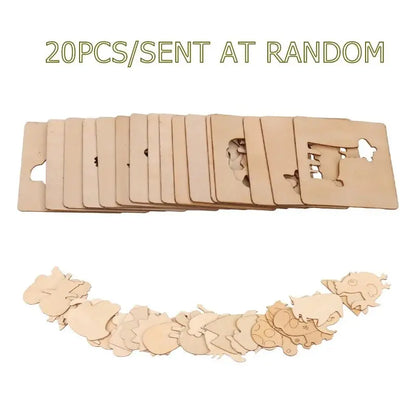 Montessori Kids Drawing Toys Wooden Painting Stencils Template Craft Toys