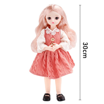 12 Inch 30cm 1/6 Girl Bjd Dolls with Clothes Skirt Hat Headdress Dress Up DIY Toys Dollhouse