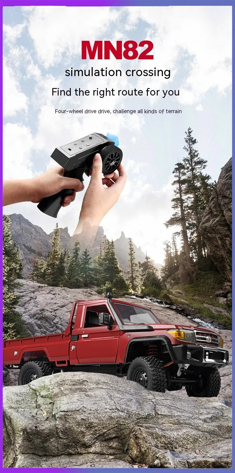 MN82 1:12 Retro with LED Lights, Full Scale Analog LC79, Four-wheel RC Car