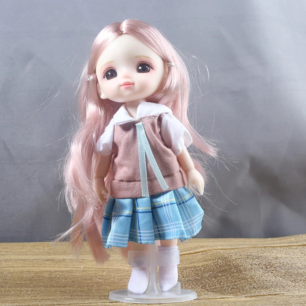 16cm BJD Doll Full Set 13 Moveable Joint Dolls Cartoon Dress Bjd Toy
