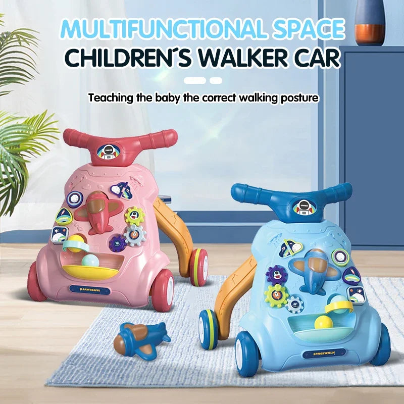 Toddler Toys Hand Push Music Walker Early Educational Electric Lighting Trolley