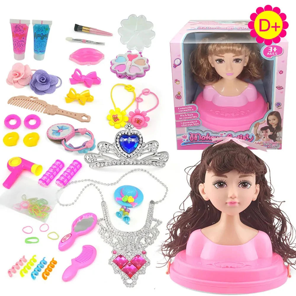 Dolls Styling Head Makeup Comb Hair Toy Doll Set Pretend Play Princess
