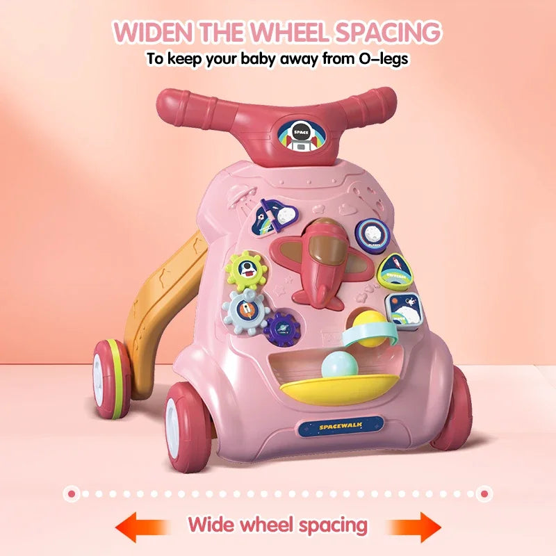 Toddler Toys Hand Push Music Walker Early Educational Electric Lighting Trolley
