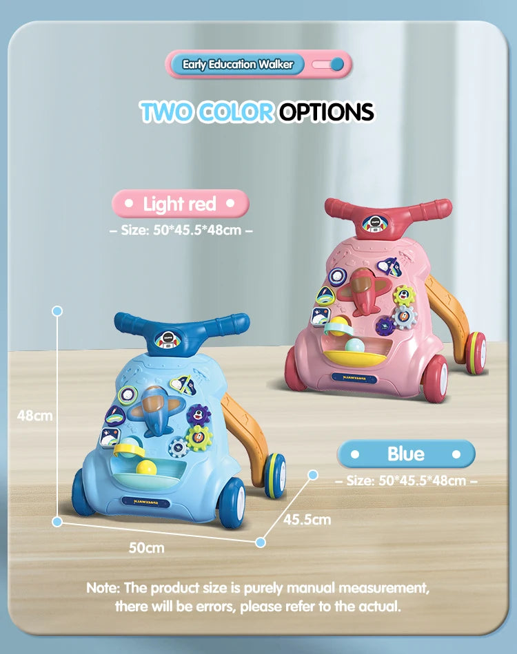Toddler Toys Hand Push Music Walker Early Educational Electric Lighting Trolley