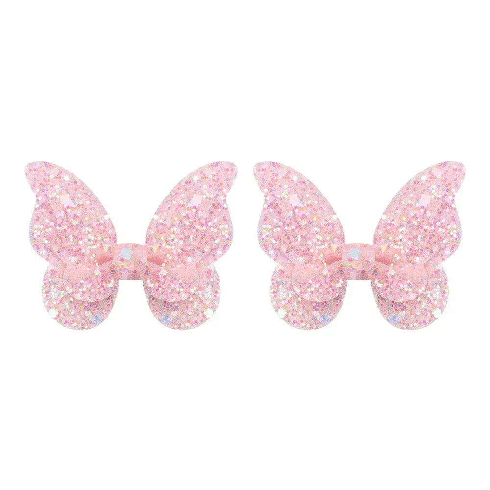 2/4/5Pcs Girls Cute Sequins Double Butterfly Hair Clip Bow Hairpins DIY Headwear Bow Decor Hairgrip Toddler Hair Accessories