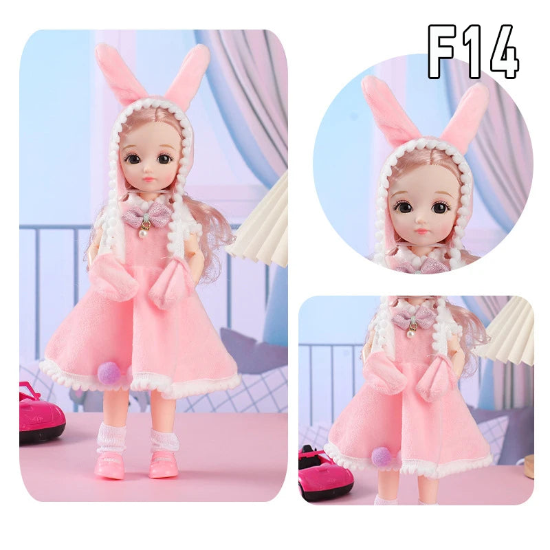 12 Inch 30cm 1/6 Girl Bjd Dolls with Clothes Skirt Hat Headdress Dress Up DIY Toys Dollhouse