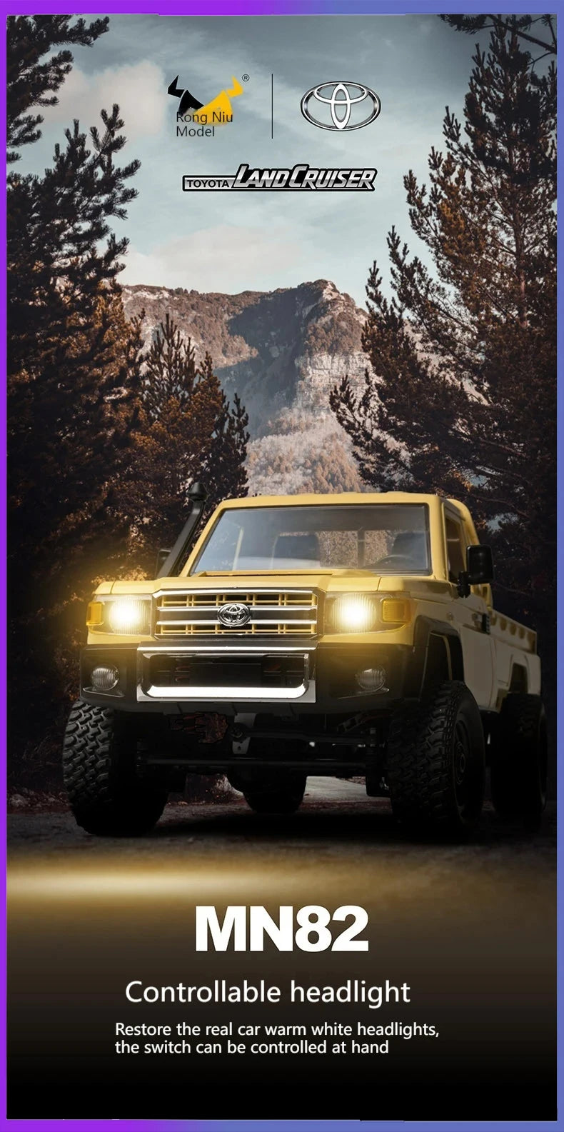 MN82 1:12 Retro with LED Lights, Full Scale Analog LC79, Four-wheel RC Car