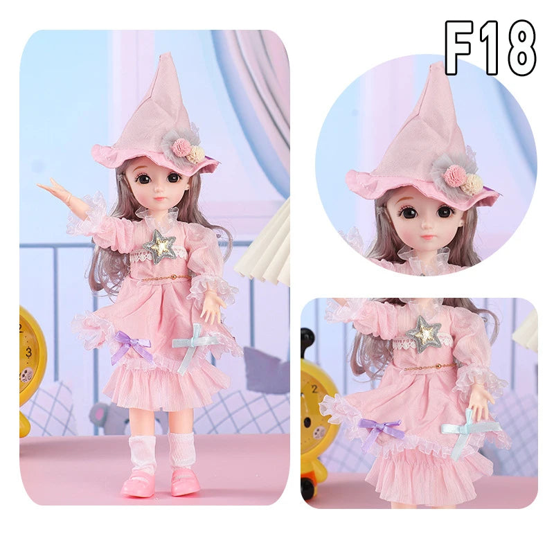 12 Inch 30cm 1/6 Girl Bjd Dolls with Clothes Skirt Hat Headdress Dress Up DIY Toys Dollhouse