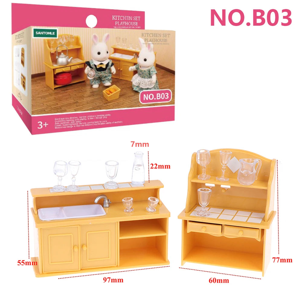 Forest Animal Family Dollhouse Furniture 1/12 Miniature Toys Girl Dolls