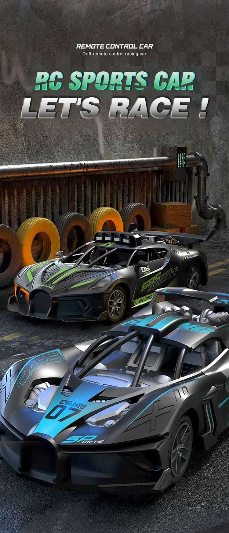 4Ch High-Speed Remote Control Car with Electric Sportscar Vehicle Model