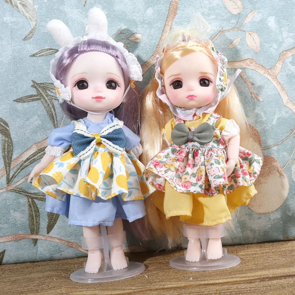 16cm BJD Doll Full Set 13 Moveable Joint Dolls Cartoon Dress Bjd Toy