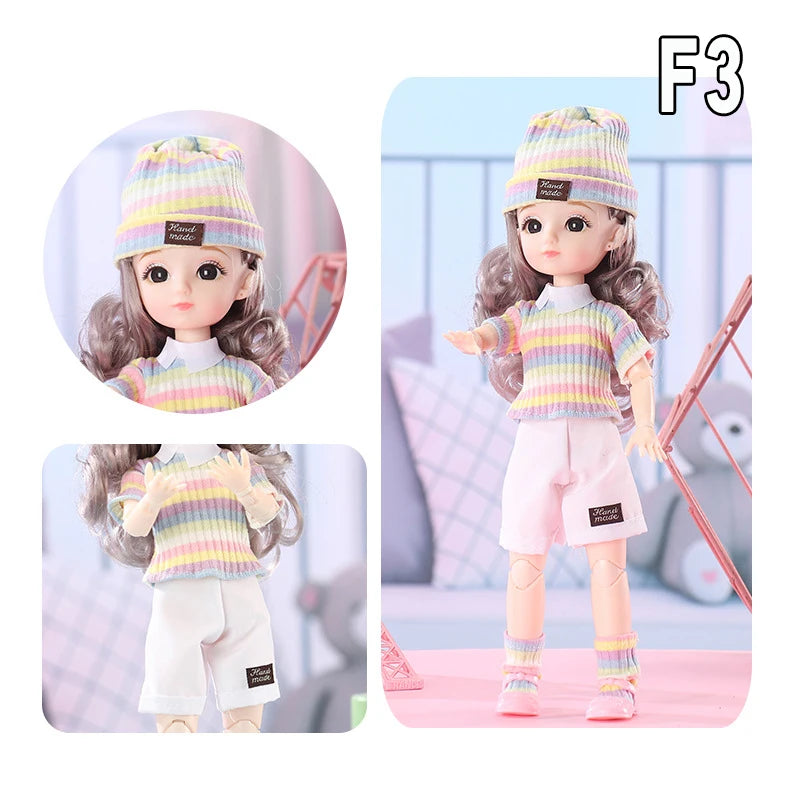 12 Inch 30cm 1/6 Girl Bjd Dolls with Clothes Skirt Hat Headdress Dress Up DIY Toys Dollhouse