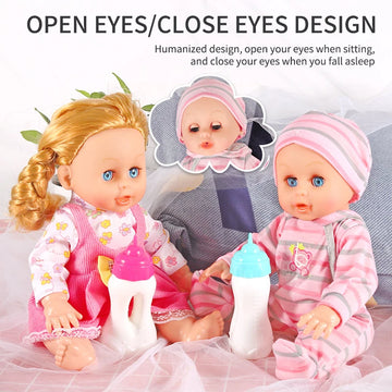 Simulation Doll Can Talk and Blink, Intelligent Sound, Feeding Baby, Soothing Sleep Doll
